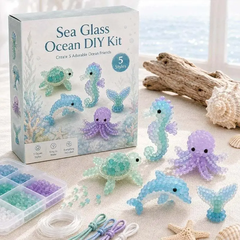 3D Beaded Animal Kit, Cute Animal Beading Craft Set, Handmade Bead Art Mosaic Kit, Stress Relief DIY Decoration Gifts for Beginners