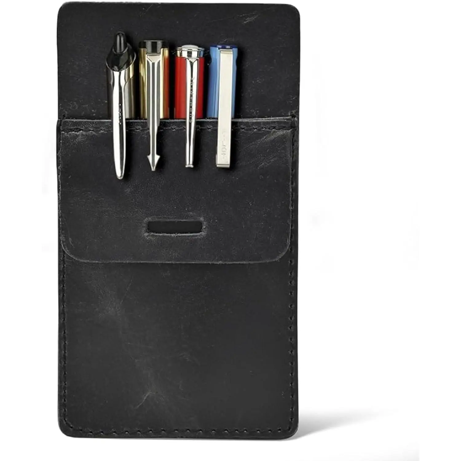 Pocket Protector for Men, Full Grain Leather Pen Protect Holder for Heavy Duty Shirts, Lab Coats, Holds Pens, Pointers, Cards, Hold 6 Pens, Pocket Protectors for Pens and Pencils