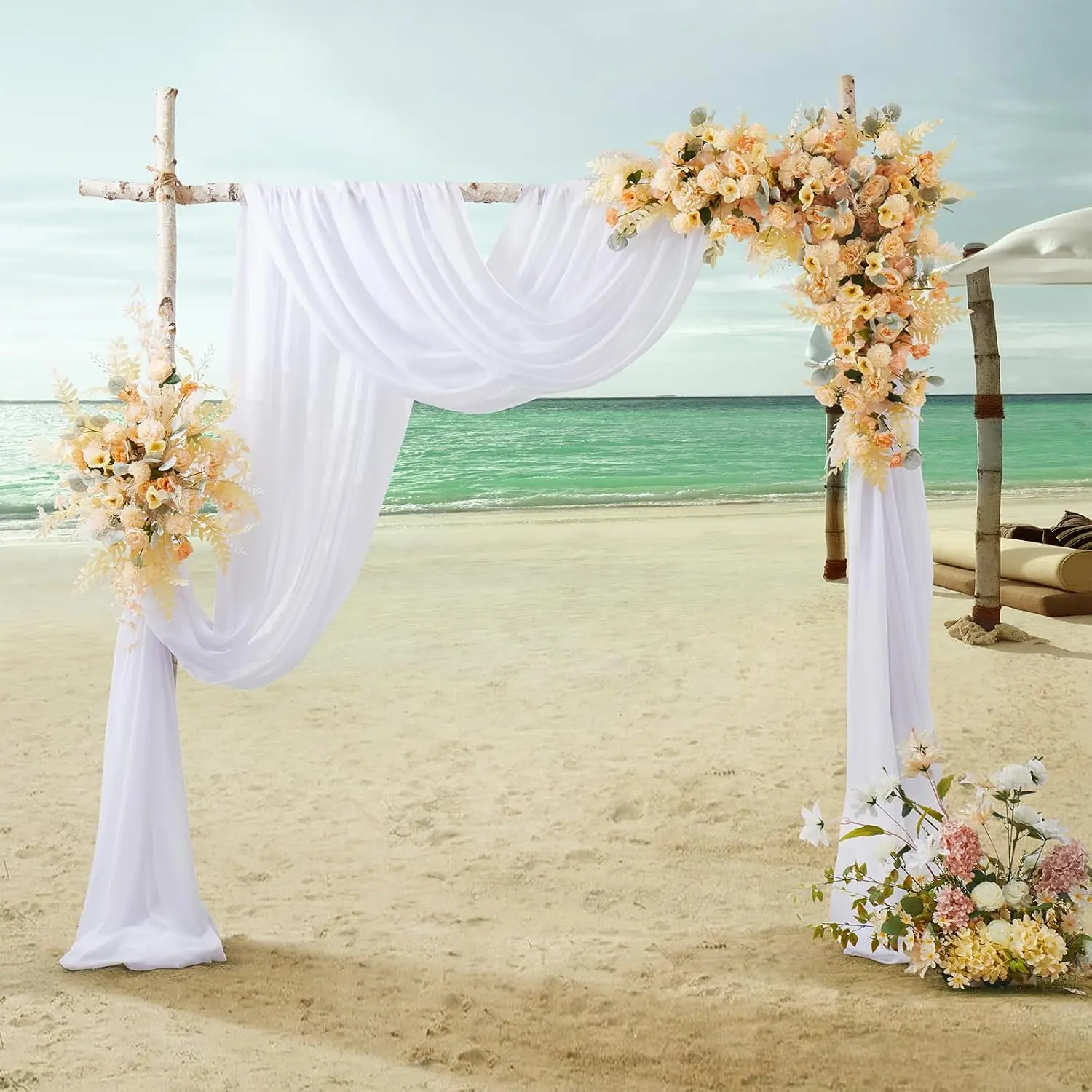 Chiffon Weeding Arch Draping Fabric White Drapes for Backdrop(1 Panel - 28" x 19Ft), White Sheer Fabric Backdrop Curtains Chiffon Fabrics for Draping Wedding Decor