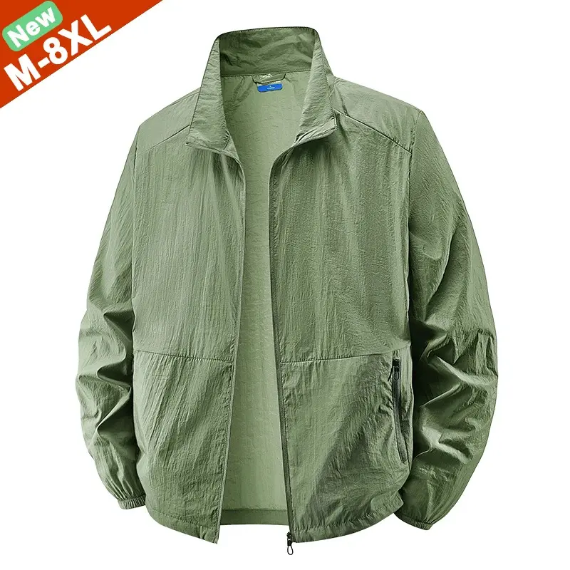 6XL 7XL 8XL Summer Jackets Men Windbreaker Coats Sports Sunscreen Clothing Men Free Ship Ultrathin Fishing Wearing Man Plus Size