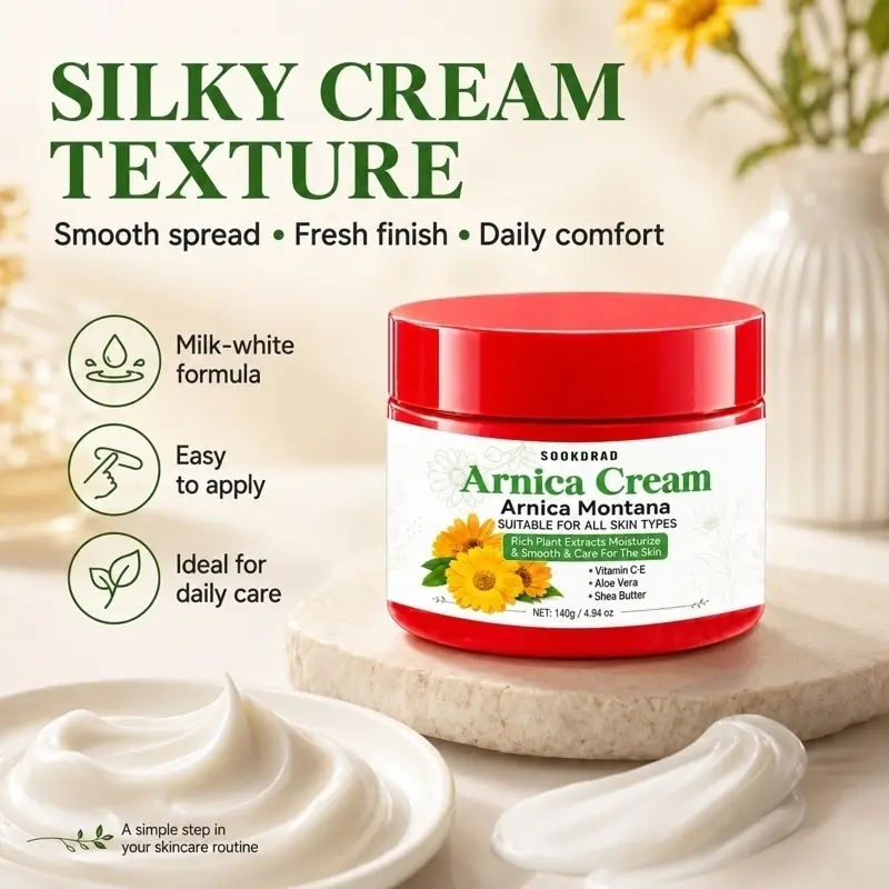 Arnica Cream, Arnica Montana Extract, Vitamin C & E, Aloe Vera, Shea Butter, Moisturize Skin, Smooth Skin, Suitable For All Skin Types, 140g/4.94oz