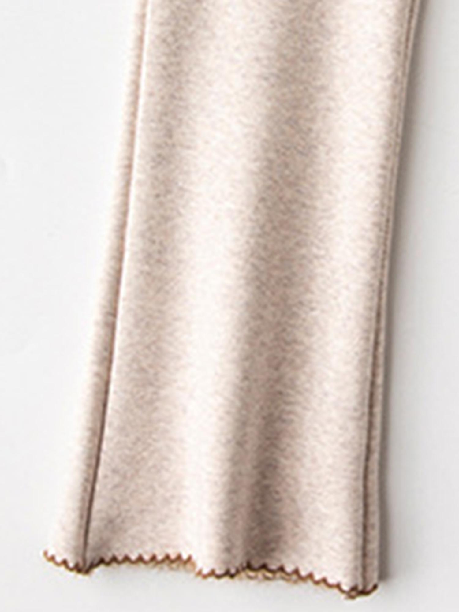 Girls' Fleece-Lined Thickened Flared Pants - Korean-Style Slim-Fit Winter Warmth with Elastic Waist & Flared Leg, Soft Fleece Lining, Loose Fit Casual Pants for Fall/Winter, Solid (Candy-Colored Options Available) - Everyday & Special Occasion Outfi