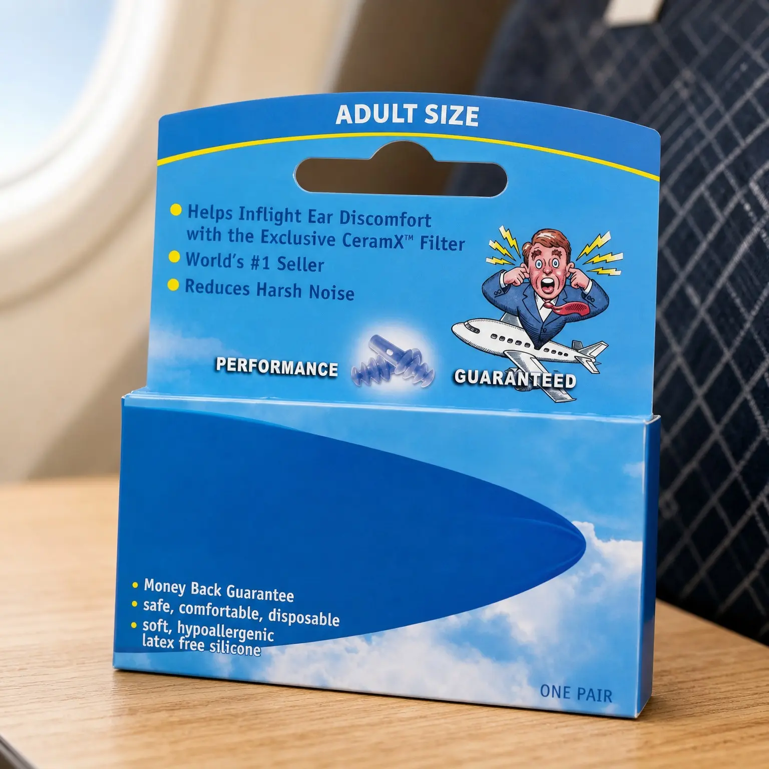 Adult Earplugs for Airplane Travel - Ear Protection (1 Pair)