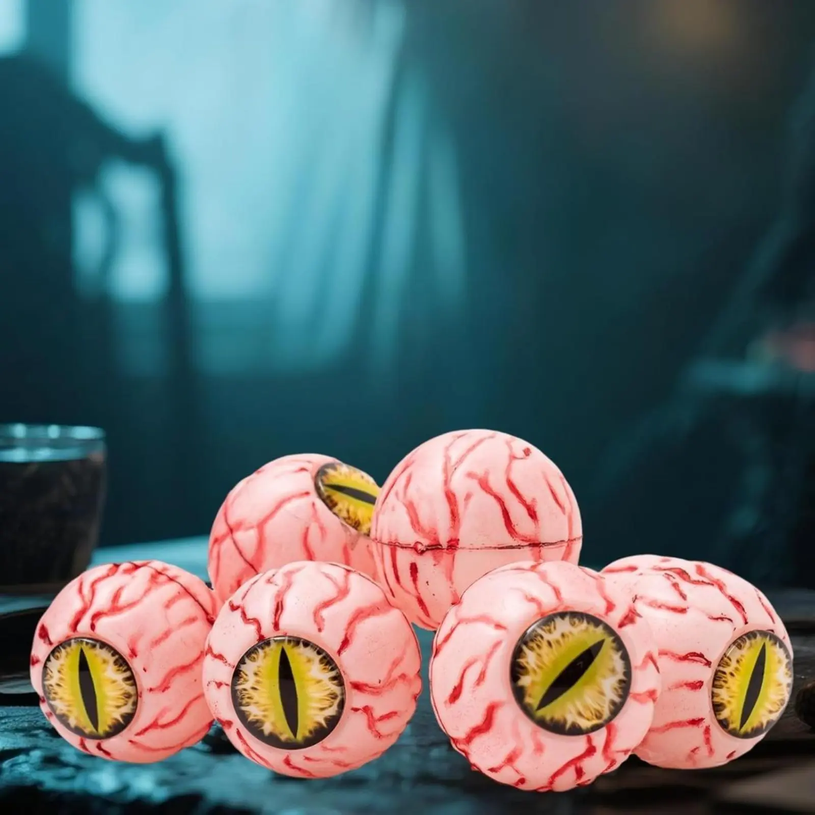 10 Pcs Halloween Eyeball Ornaments Set Spooky Fake Blood shot Eye Decor Scary Hanging Tabletop Props for Home Classroom Haunted House (Red, 10 Pcs)