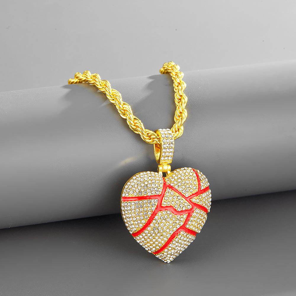 Hip-hop pendant heartbreak BrokeHeart personalized alloy diamond-studded couple's necklace, unique style trend