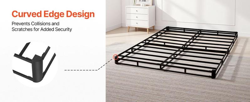 VEVOR Box Spring, Queen Size Bed Frame with Washable Fabric Cloth, Heavy Duty Metal Frame for Queen Bed, 4 in Mattress Foundation, 3500 lbs Max Weight Capacity, Easy Assembly, 79.1 L x 59.4 W x 4 H in