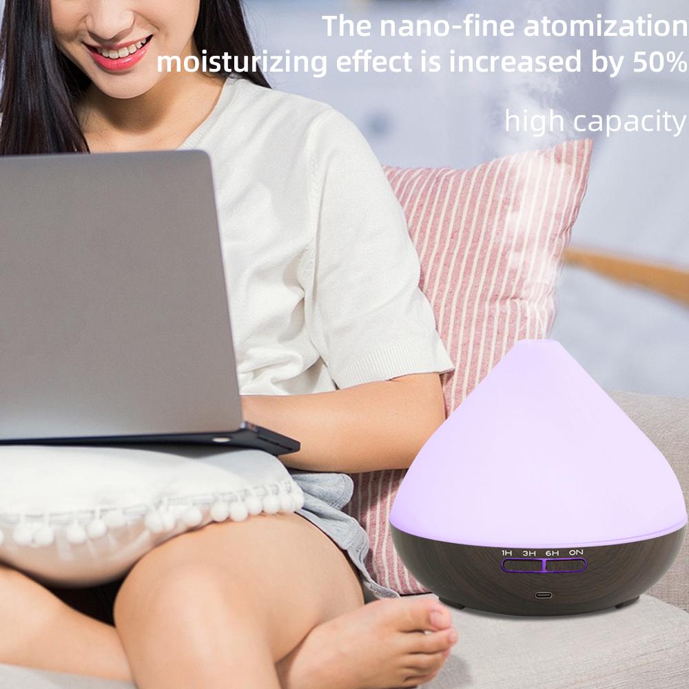 Aromatherapy Diffuser  Ultrasonic Humidifier, Remote Control, Colorful LED Mood Light, 6 Oils Included for Home & Office