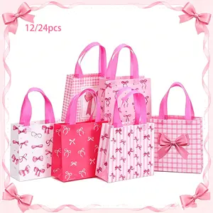 12/24pcs Beautiful Gift Bags with Handles incl. Reusable & For Presents of Any Birthday, Weddings, Valentine's Day,Mothers Day & Other Occasion Variety Bag Wedding Party Supplies Packaging