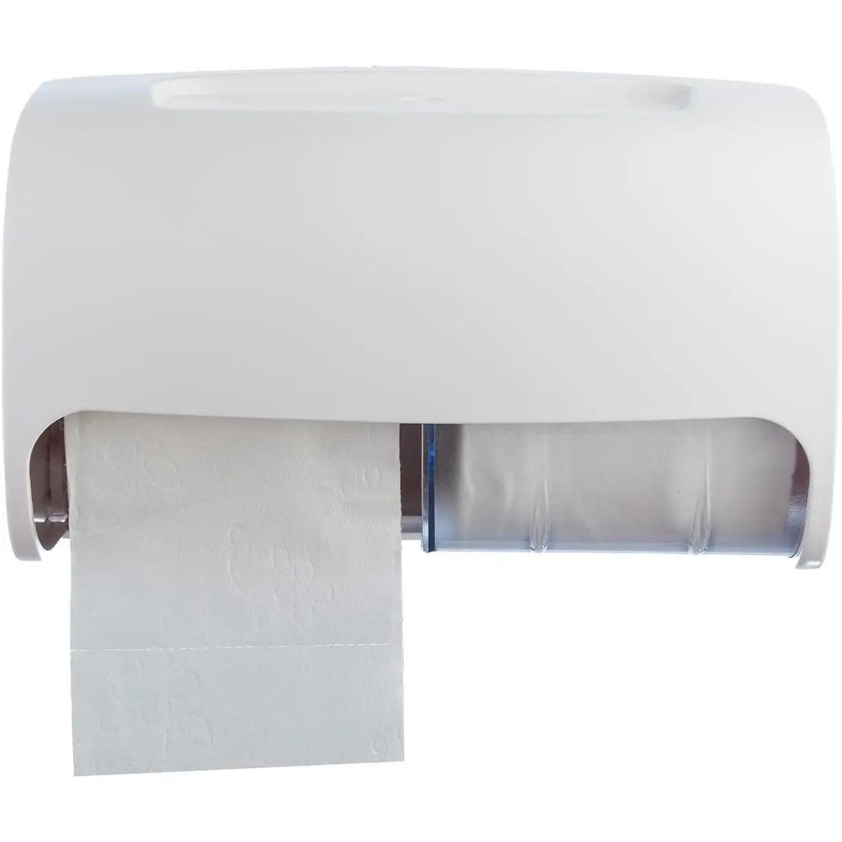Commercial Toilet Paper Dispenser Wall Mount, Double (2 Roll) Locking Toilet Paper Holder (White), Compact Two Roll, Side by Side Design Tissue Paper Dispenser (Dispensador de Papel Higienico Doble)