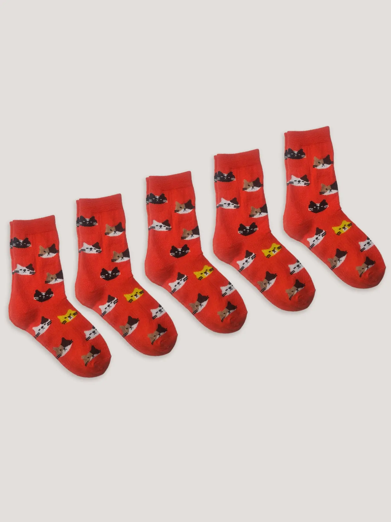 5 Pairs Cute Cat Pattern Ankle Socks, Street Style Daily Wear, Unisex Couples Socks, Trendy Fashion Accessories