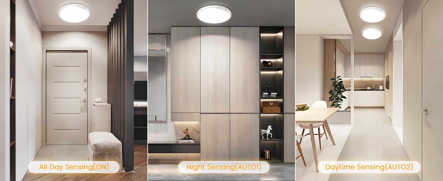 12 Inch Rechargeable Motion Sensor LED Ceiling Light with Remote, Wireless Dimmable 3CCT Battery Operated LED Closet Lights for Stair Hallway