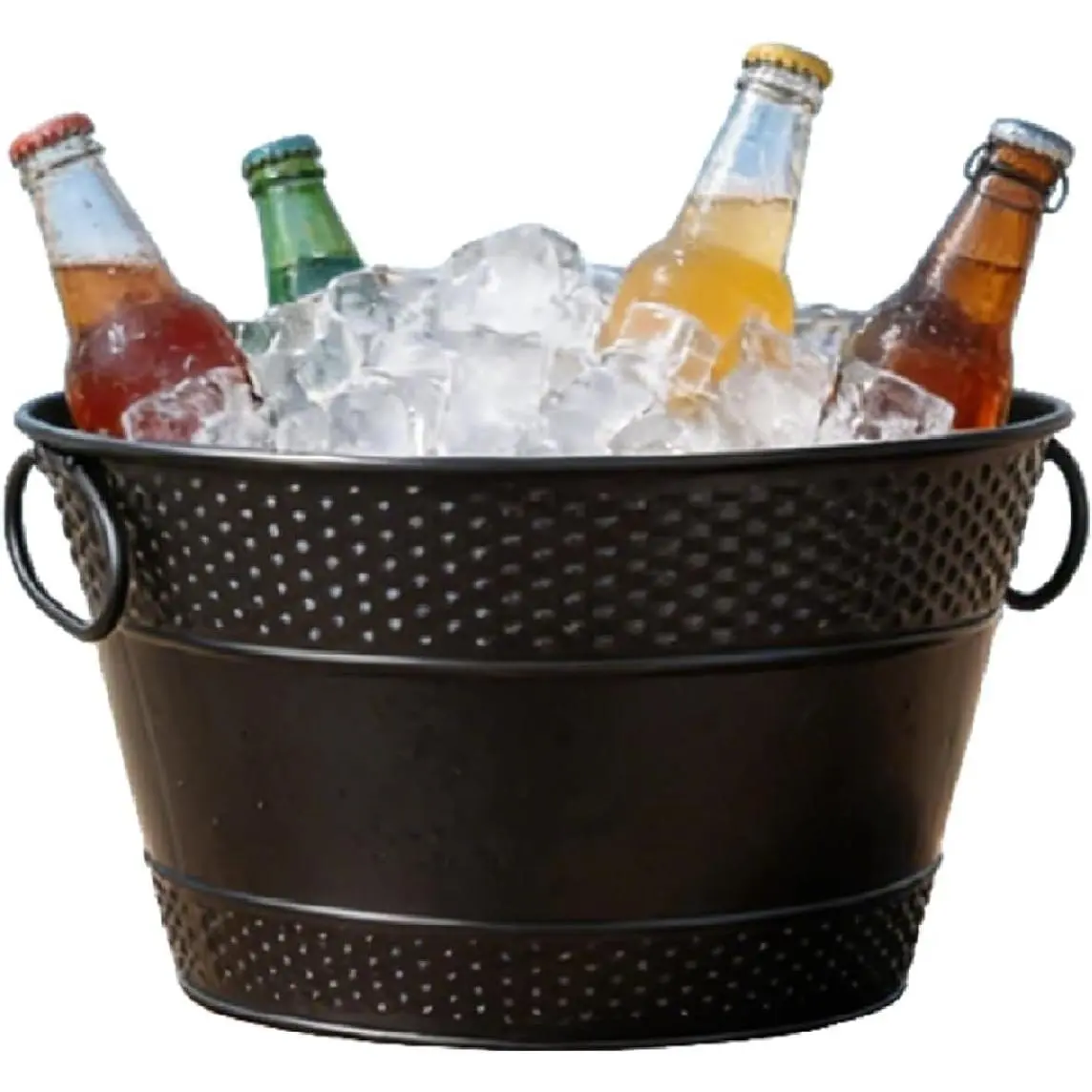 Beverage Tub Large Ice Bucket for Parties, Thick Metal Galvanized Tub Drink Buckets, Beverage Bucket with Handles, Drink Bucket for Indoor & Outdoor Party (1PC,Black)
