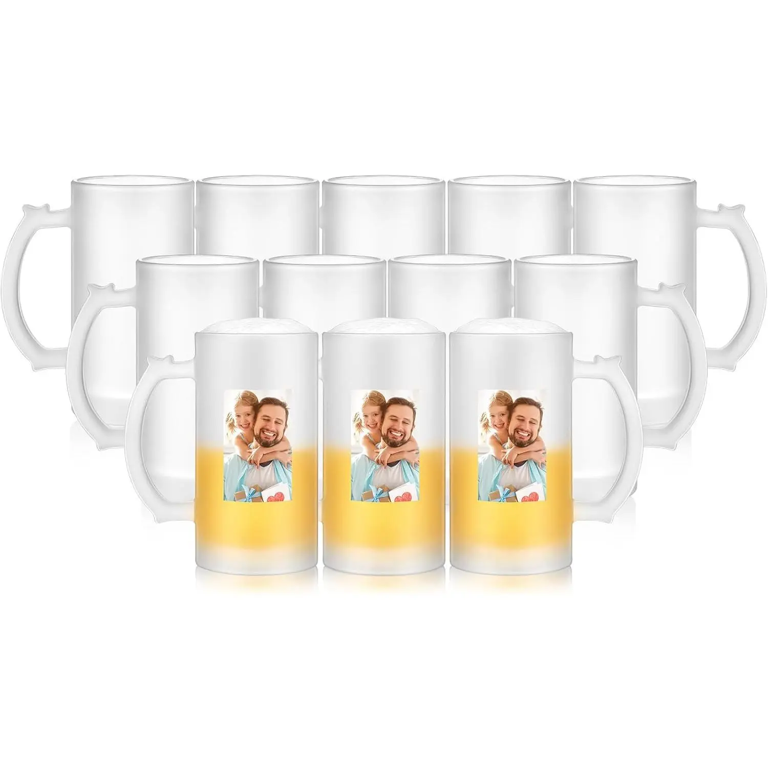 18 count Sublimation Blank  Mugs Personalized Tazas Para Father's Day Present 16 oz Frosted  Glass Cups Can Add Photo Text or Image  for Dad Husband Groomsmen Wedding Oktoberfest