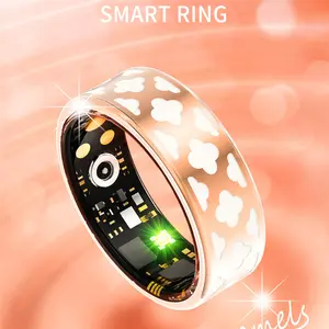 Rose Gold Enamel R10M Smart Ring, Health Fitness Tracker Ring with Heart Rate Blood Pressure SpO2 Blood Oxygen Monitor, Sleep Tracking Recorder, Step Distance Calories Counter, Wearable Sports Smart Ring with Remote Camera
