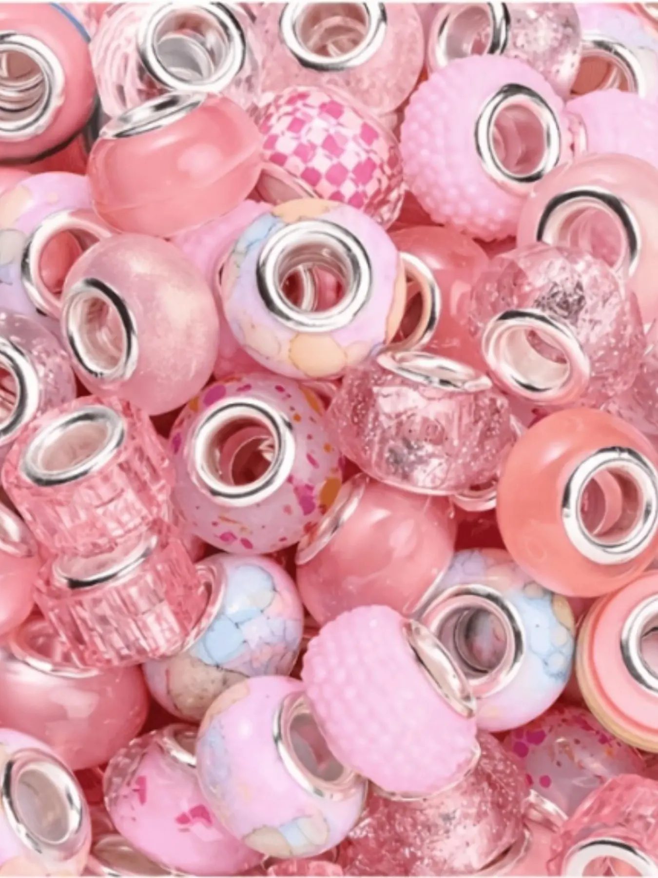 30 pieces of 9*14mm, 9 styles of colorful mixed resin European-style large hole beads, spacer beads, rhinestone craft beads for DIY jewelry making, necklaces, bracelets, and craft beads
