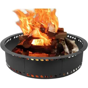 Outdoor  Fire Pit Ring 31 inch, Metal Steel Firepit Ring Insert Round Firepit Ring for Outside   DIY Fire Pits Outdoor Fire Place for Camping Garden Patio Backyard