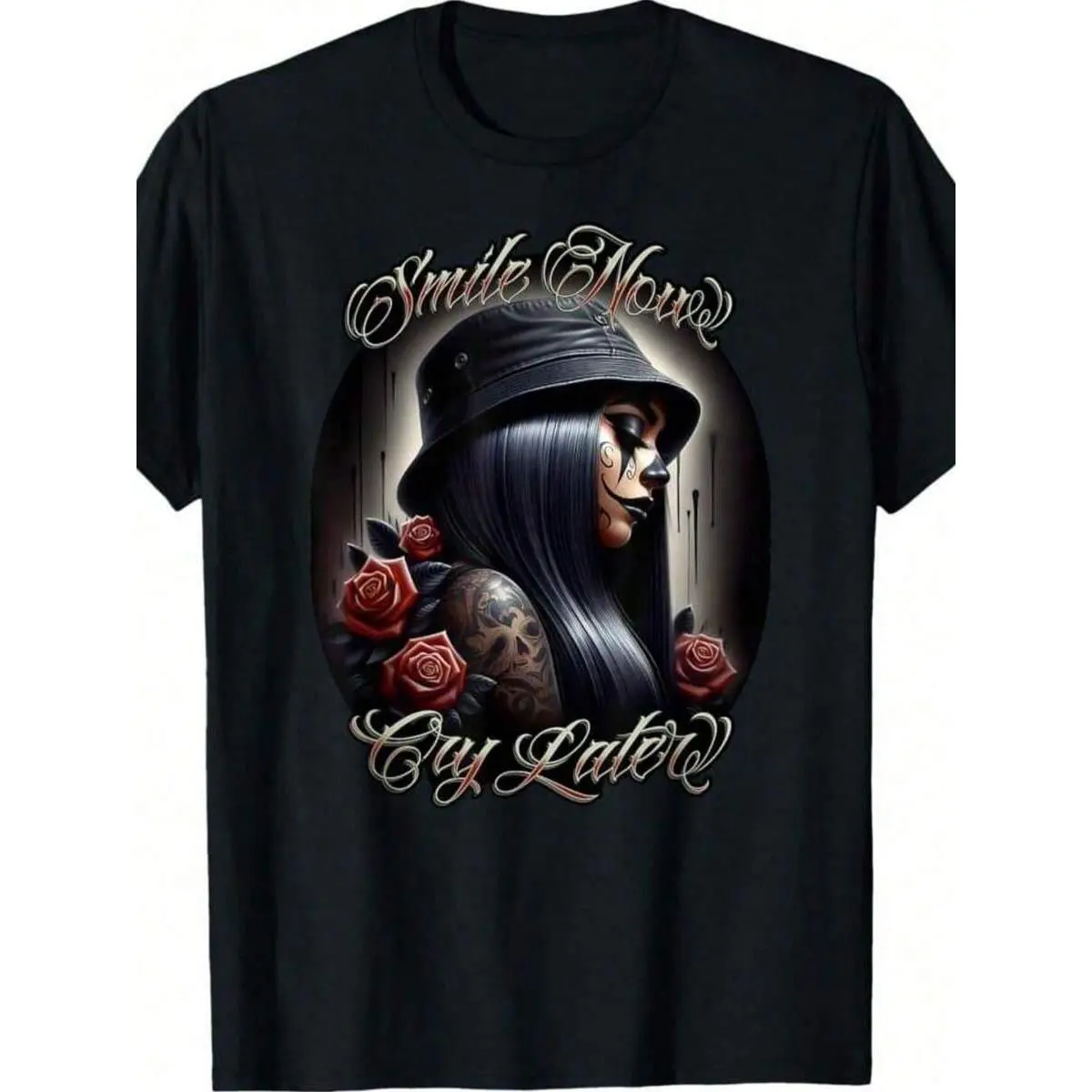 Smile Now Cry Later Chicana Payasa Tattoo Artwork T-Shirt Gift For Coworker Anniversary Gift For WifePersonalized Graphi