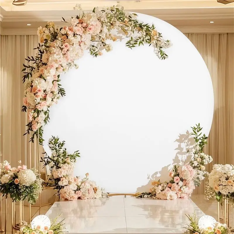 GAOMON Versatile round arch backdrop with wrinkle-resistant fabric and bottom zipper, perfect for weddings, birthdays, baby showers, banquets, and photography; available in multiple sizes and colors including champagne, ivory, and black