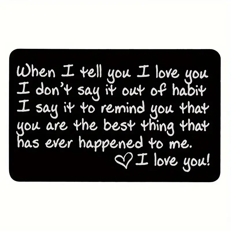Engraved 'i Love You' Wallet Card, Wallet Insert, Perfect Gift for Anniversary, Present From Husband, Boyfriend's Wallet Accessory, Heartfelt Gift