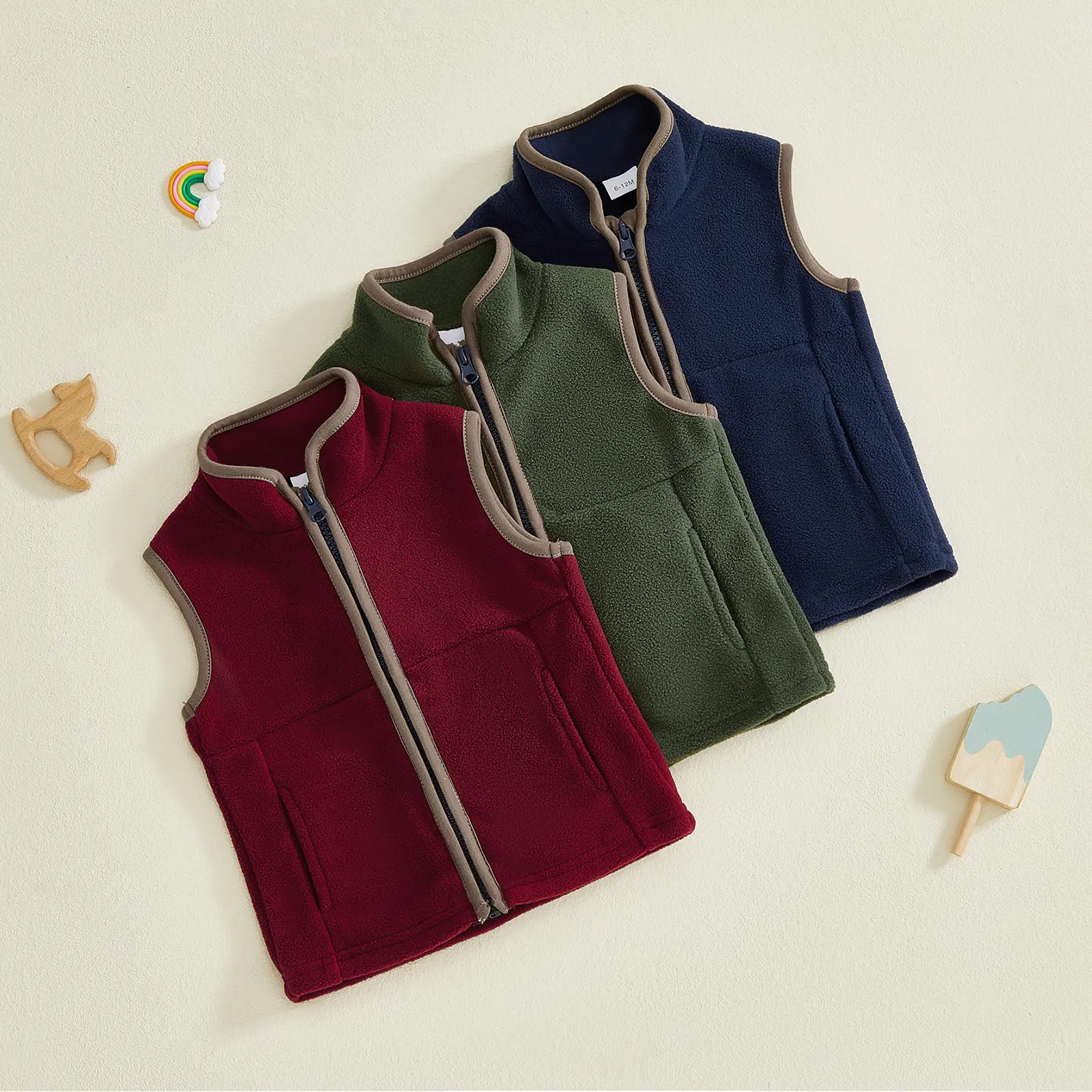 Babamoon Kids Toddler Baby Boys Fleece Vest Sleeveless Vest Zip Up Jacket Coat Kids Infant Fall Winter Outwear Waistcoat