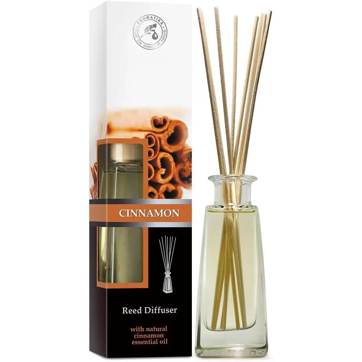 Reed Diffuser Cinnamon 3.4 Fl Oz(100ml) - Room Diffuser with Cinnamon Essential Oil -   -  Air Freshener - Oil Diffuser - Scented - Cinnamon Aroma