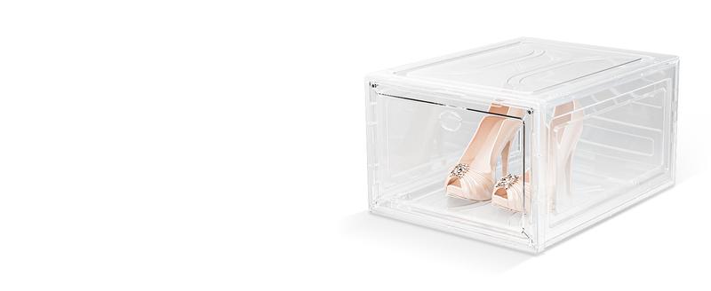 Hat Organizer Box, 6 Boxes for 40 Pack Hats, Upgrade Harder Solid Plastic Hat Organizer for Baseball Caps, Clear Hat Storage with Magnetic Door, Hat Rack, Hat Holder, Hat Case, Hat Box, White