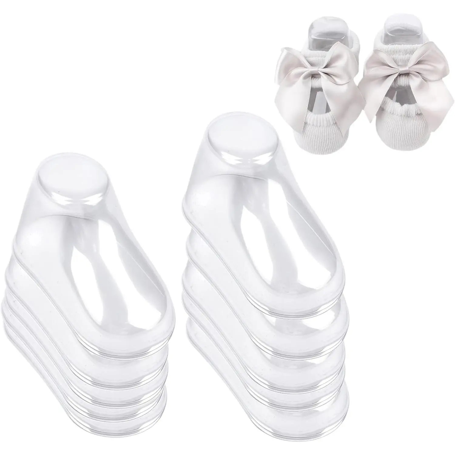 20 Pair  Shoe Display Stand Clear Plastic Bootie Shaper Holder for Store  and  Use (9cm)