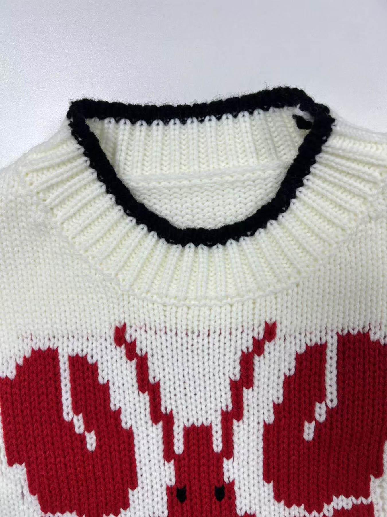 New2025Women's Cartoon Lobster Print Drop Shoulder Sweater, Casual Long Sleeve Round Neck Jumper for Fall & Winter, Fashion Ladies' Knitwear for Daily Wear, Longsleeves Tops for Women, Womenswear(Gift)11