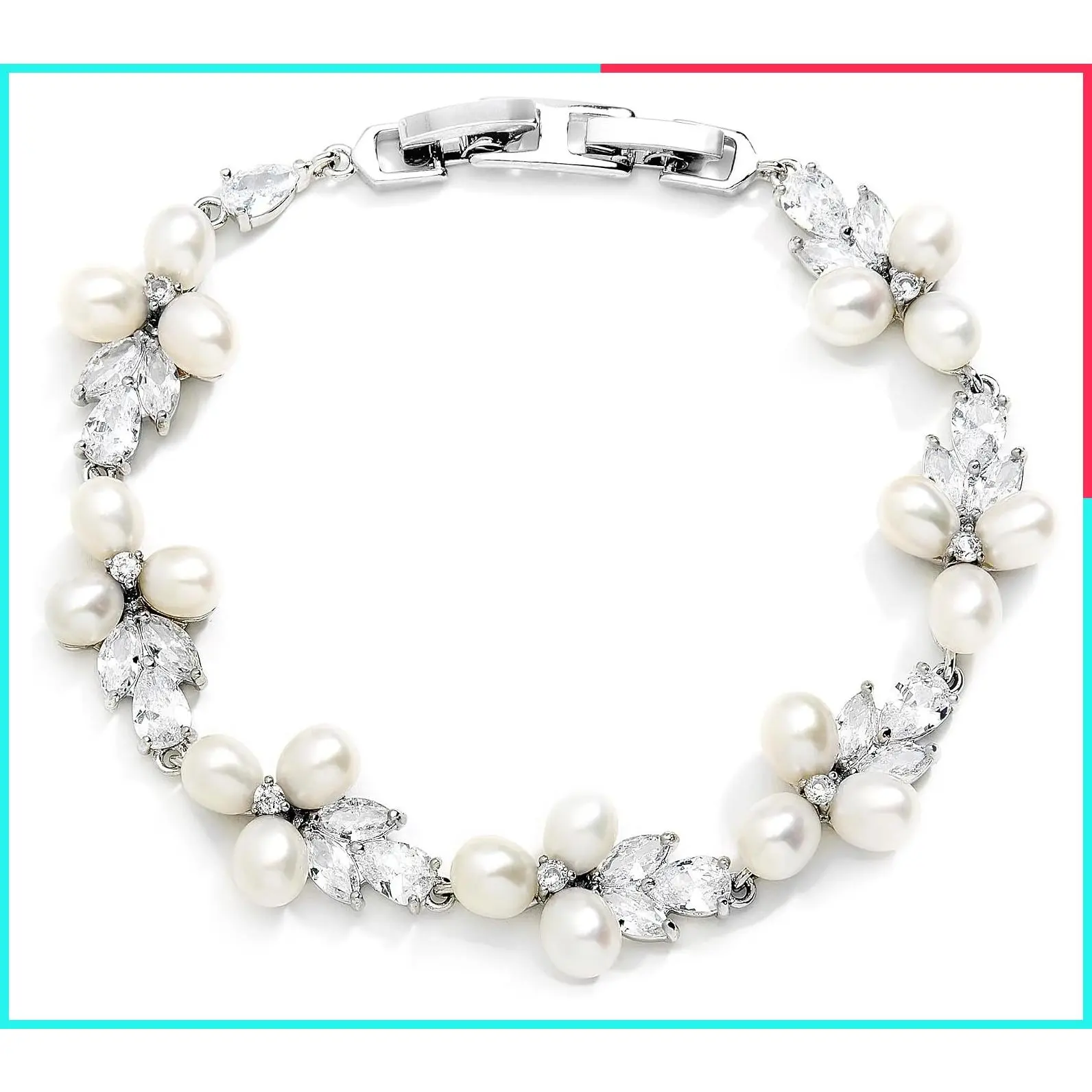 Freshwater Pearl Bridal Bracelet with Extender, Wedding & Prom Jewelry Gift for Women