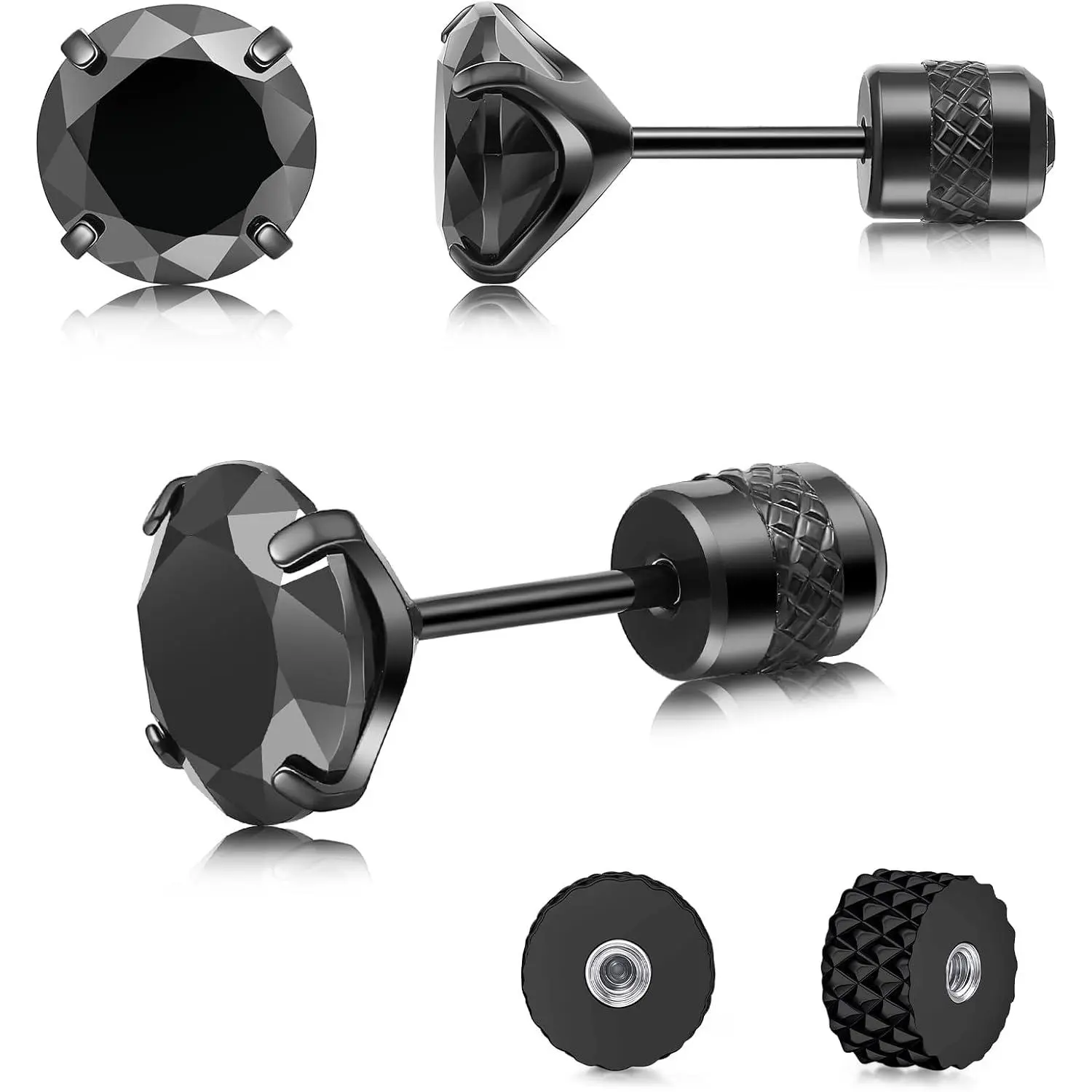 G23 Titanium Screw  Earrings, 20G F136 Implant Grade Pure Titanium Earrings for Women Men, 5A Cubic Zirconia  6 7 mm  Cartilage Earring Studs