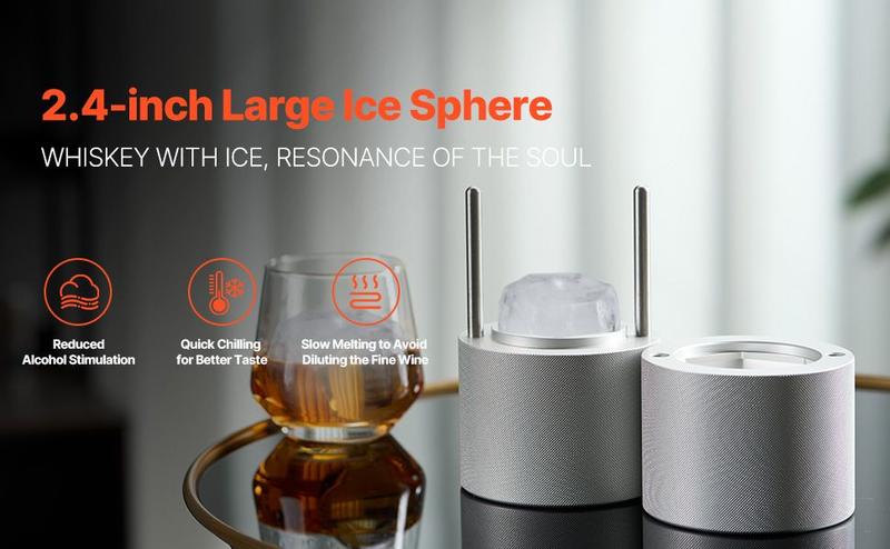 VEVOR Ice Diamond Press Ice Ball Maker 2.4" Diamond Ice Press Kit for Whiskey Cocktail Utensils