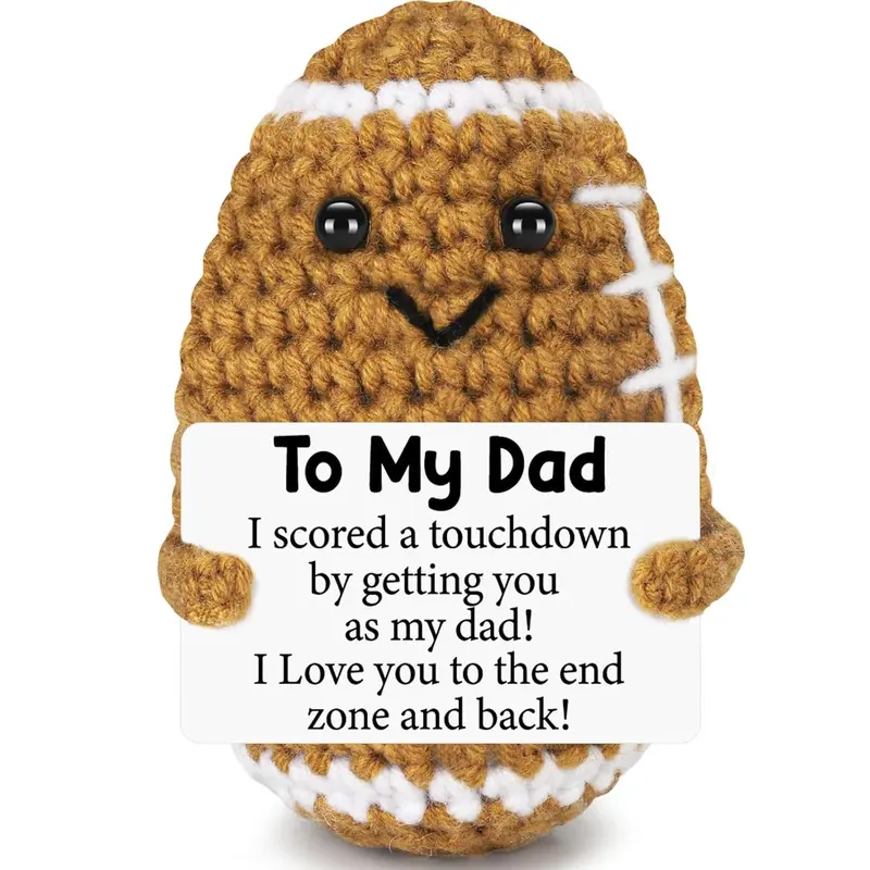 Funny Father's Day Dad Gifts, Handmade Crochet Birthday Gift, Cute Small Gifts for Dads, Unique Football Doll for Stepdad, Stuffed Animals, Soft Huggable, Amigurumi Stuffed Animal, Soft Cuddly Gift