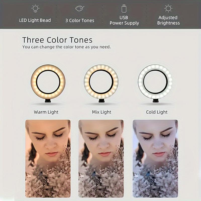 USB Powered 10 Inch Ring Light, Portable Selfie Ring Light With Tripod for Smartphone, Angle Flexible Adjustable Selfie Light, Selfie Video Light, 3 Color Tones Fill Light, Cellphone Accessories