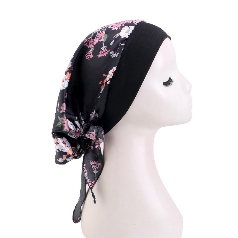 New Braided Turban Hat, Satin Print Tie Chemo Cap, Wide Elastic Sleep Bonnet
