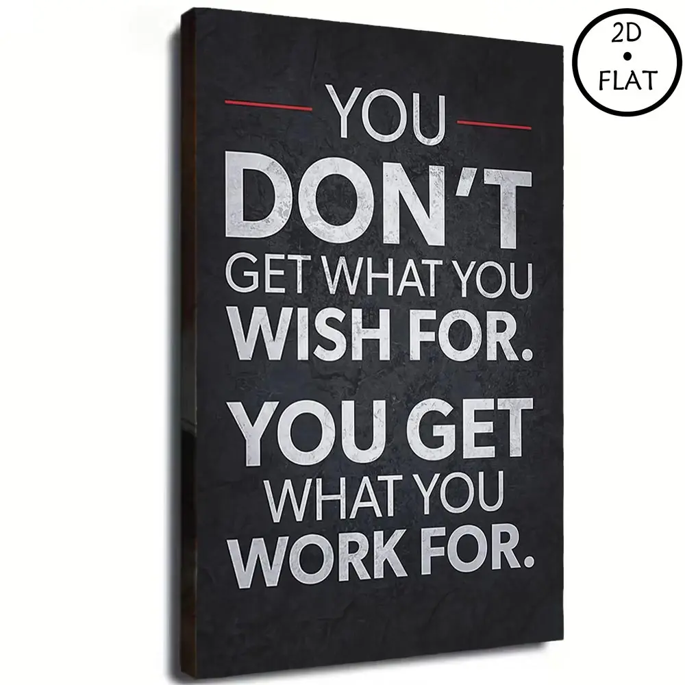 Dark Aesthetic Motivational Wall Decor, Unframed Canvas Print With Quote "You Get What You Work For", Inspirational Art for Gym & Office Decoration,  poster for boyfriend  , dopamine   Decor   items