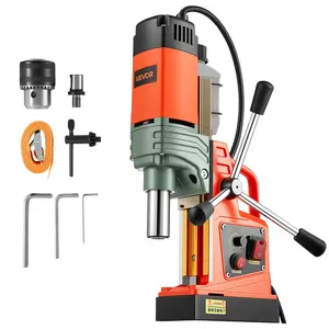 VEVOR Magnetic Drill Press, 1400 W, 2 in Boring Diameter, 2810 lbf Power Portable Mag Drill Press, 0-800 RPM Adjustable Speed, with Weldon Shank, for Metal Surface, Industrial and Home Improvement