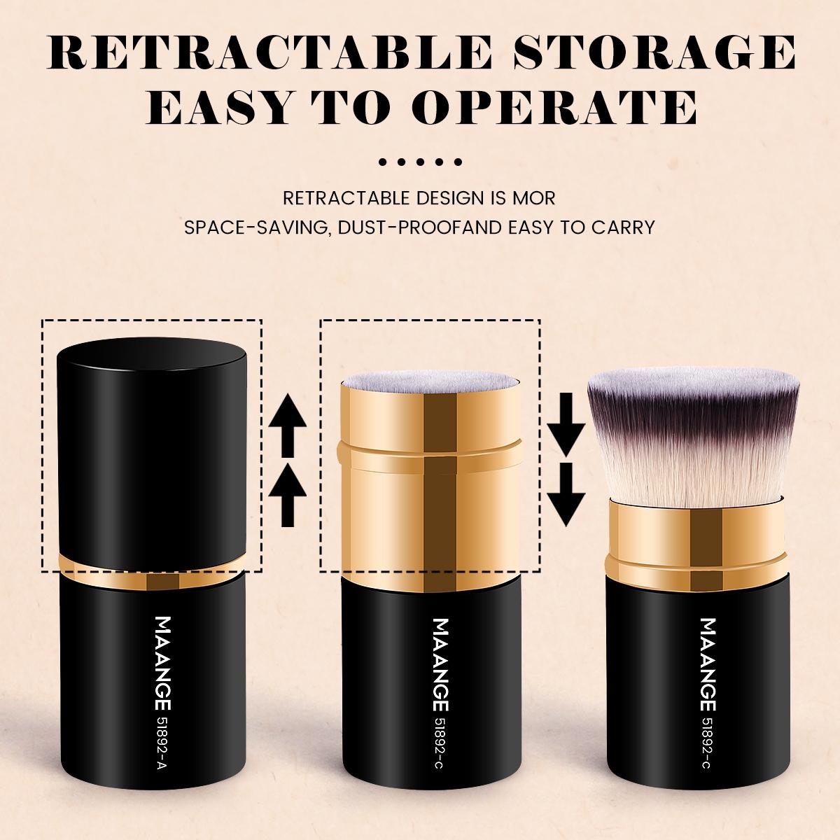 Flat Top Retractable Makeup Brush, Makeup Brush for Foundation Liquid Makeup, Powder, Cream and Blush, Cosmetic Brushes, Professional Makeup Tools for Women, Beauty Travel Brush