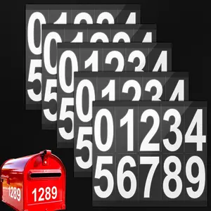 3 Inch Reflective Mailbox Numbers for Outside, 5 Sets 0-9 Vinyl Number Stickers, House Address Number , Self Adhesive, , for Mailbox, Door and Garbage Bins, White