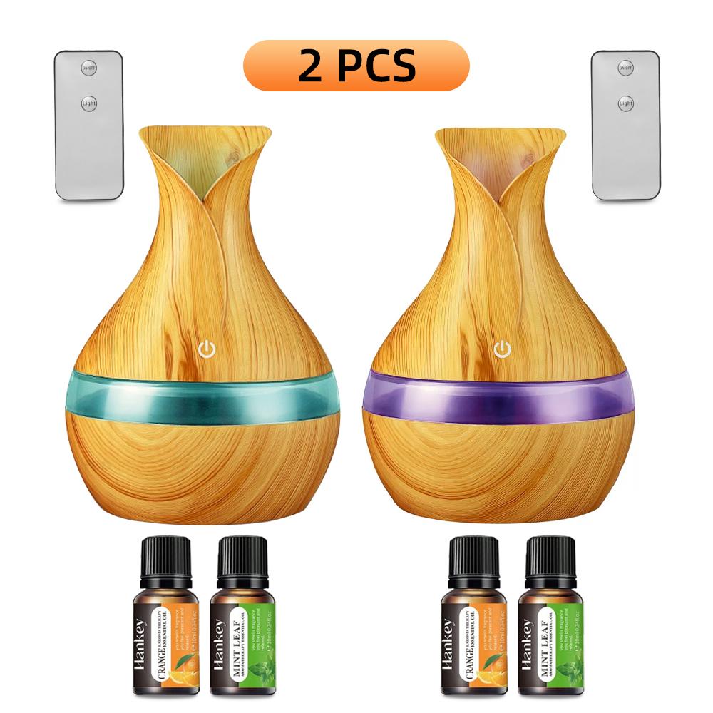 2PCS 300ml Humidifier & Diffuser with Remote, Auto Shut-Off, 7-Color Light, Ultra Quiet for Bedroom, Home, Office, Gift