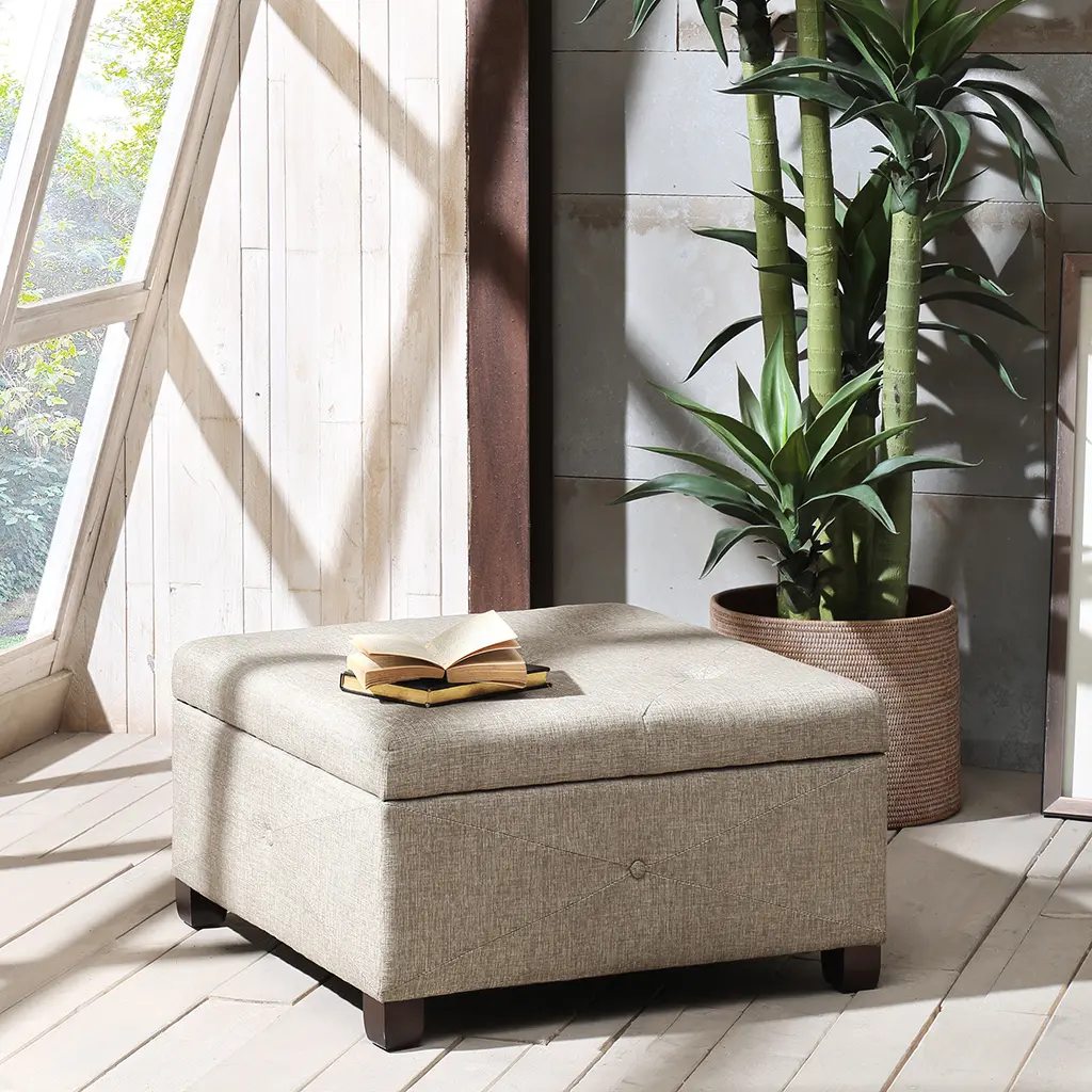 ARCH Soft Close Storage Ottoman with Lid, Multi-Purpose Footrest Bench, Living Room Bedroom Entryway Organizer, Sturdy Upholstered Cube Stool, Hide Clutter Toys Blankets, Easy Clean Fabric, 1-Pack, Home Furniture and Household Product Search Terms