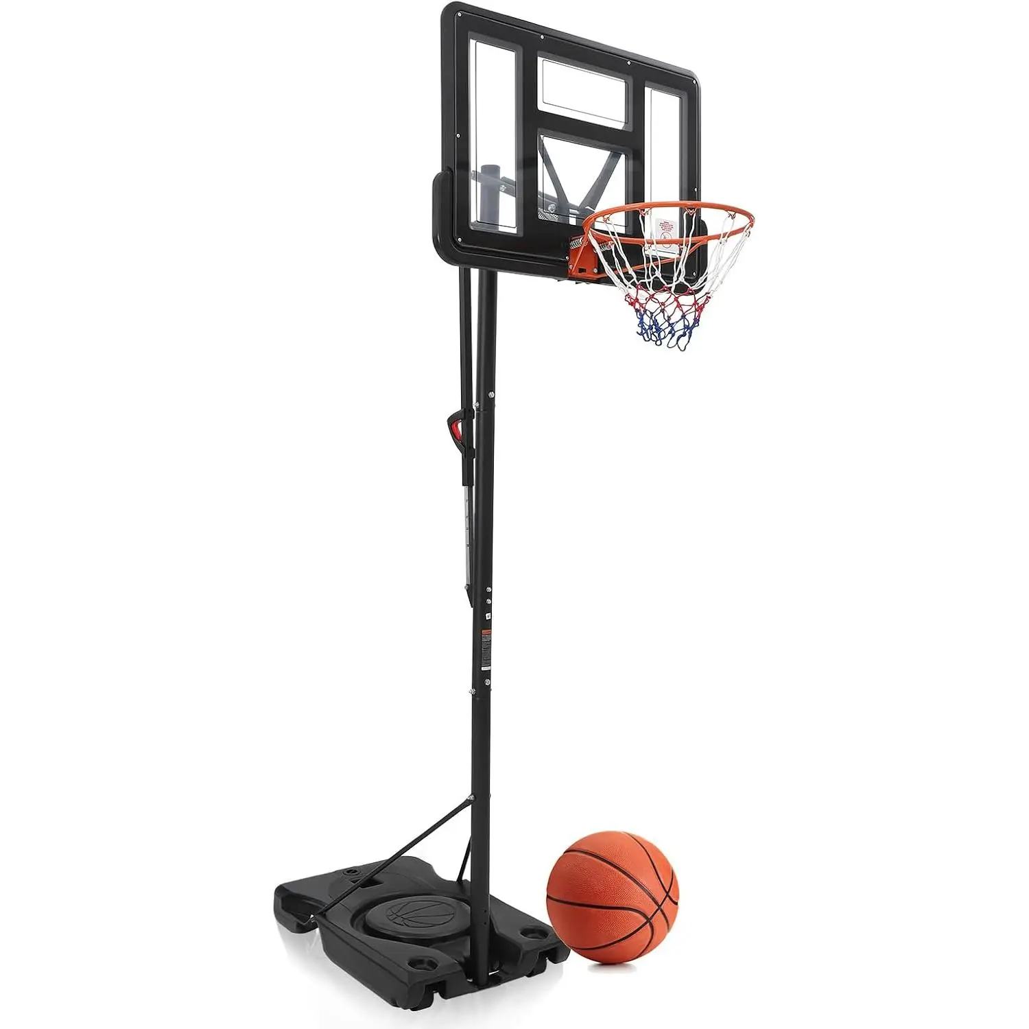 Basketball Hoop Outdoor with PC Backboard, 10FT Height Adjustable, Portable Basketball Goal with Large Water & Sand Filled Base, Steel Frame, Net, Indoor Outdoor Basketball System for Kids Youth Adults Backyard Driveway Park Home Gym Family Sports Game