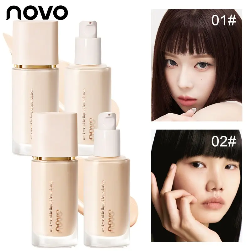 NOVO Anti Wrinkle Liquid Foundation Hydrating Oil Control Long Lasting Concealer Waterproof Natural Matte Daily Base Makeup