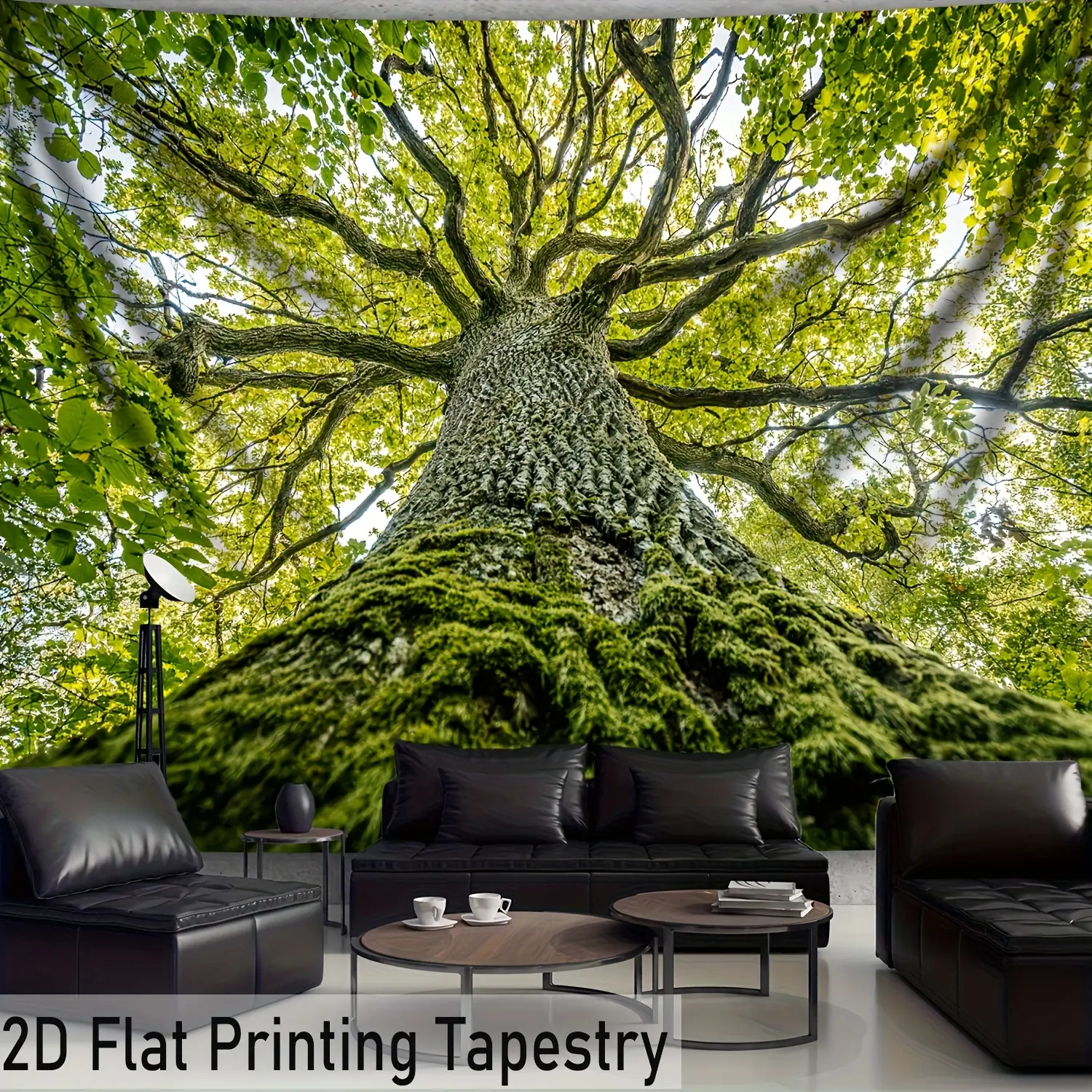 1pc Synthetic Ultra-Large Polyester Rectangular Wall Tapestry - Wrinkle Resistant, Durable, 2D Flat Print, HD Digital Ancient Tree Landscape, High Color Fastness, Home Decor Accessories, Home Inspo Indoor Art with Free Hanging Clips, Room Decorations