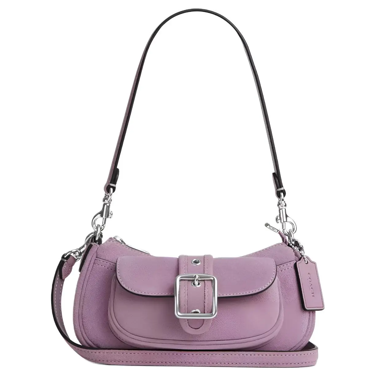COACH Ashton 20 Mini Crossbody Bag for Women – Suede and Smooth Leather with Detachable Strap in Light Purple