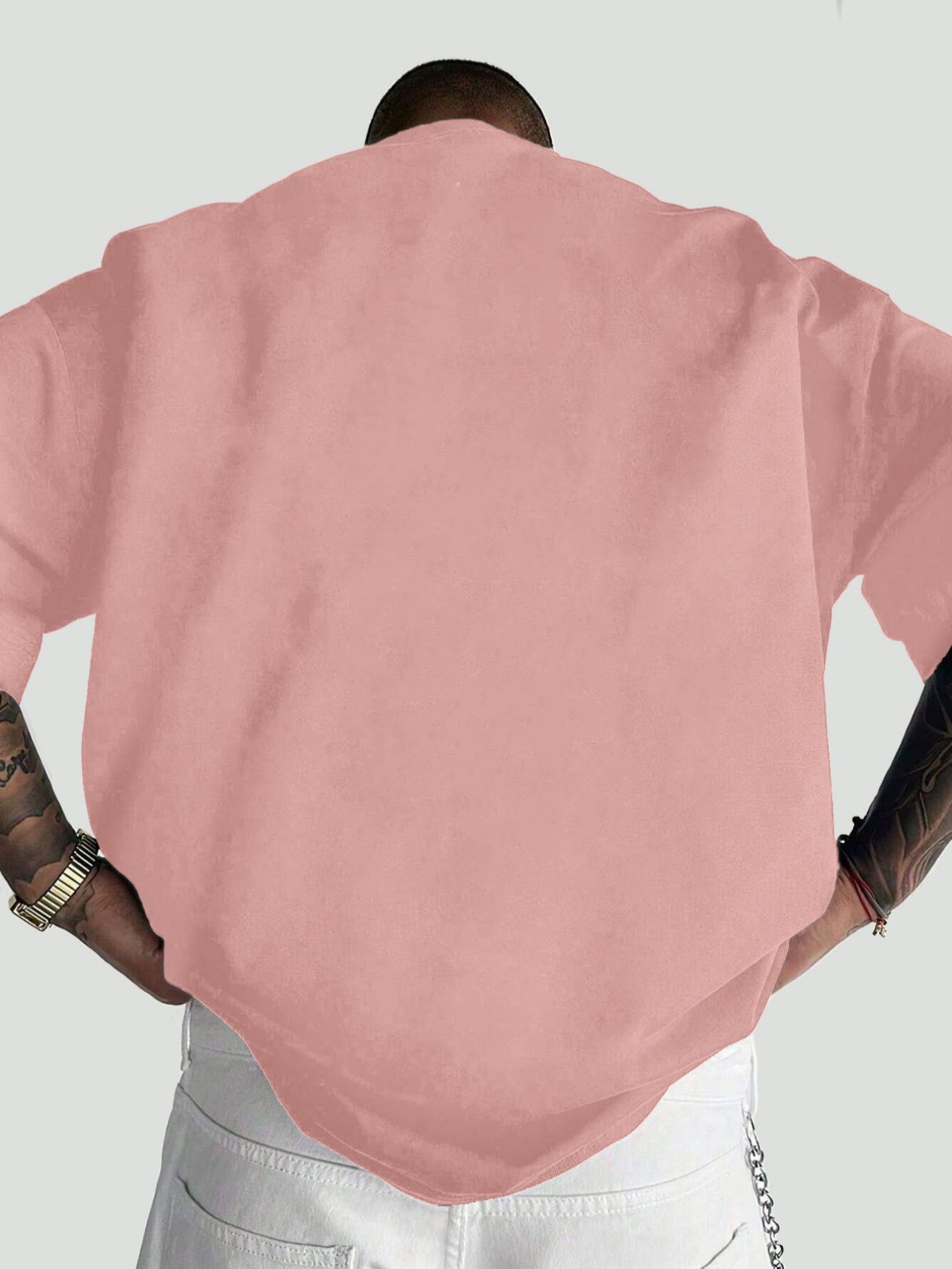 Men's Rose & Athletic Letter Print Round Neck Tee, Loose Casual Fashion Short Sleeve T-shirt for Summer, Men's Top for Daily Wear