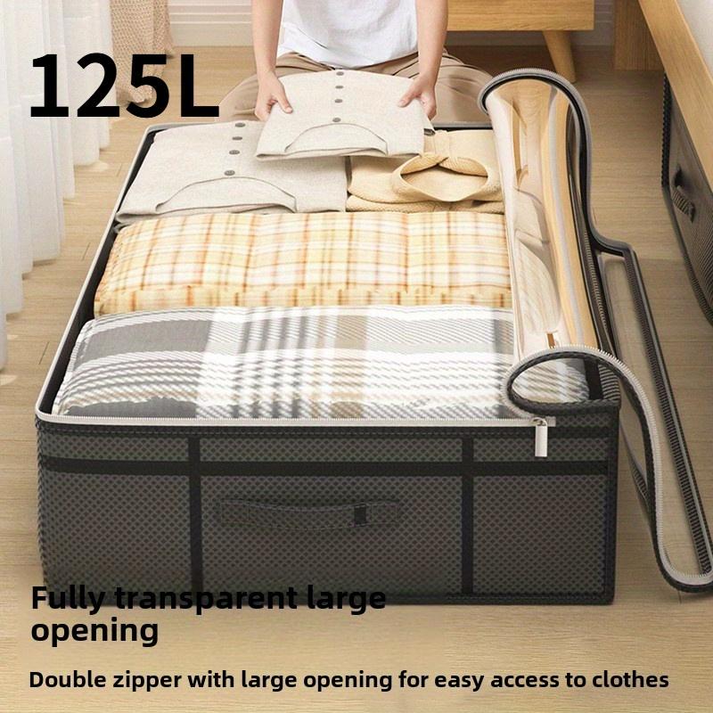 2pcs Blanket Box Extra Large Under-Bed Storage Boxes - Thick, Durable Non-Woven Material, Dustproof & Moisture-Resistant Organizer for Home Use, Space-Saving Design with Clear Lid, Ideal for Bedding & Linens, Clothes Organizer Storage,Cool Stuff For Room
