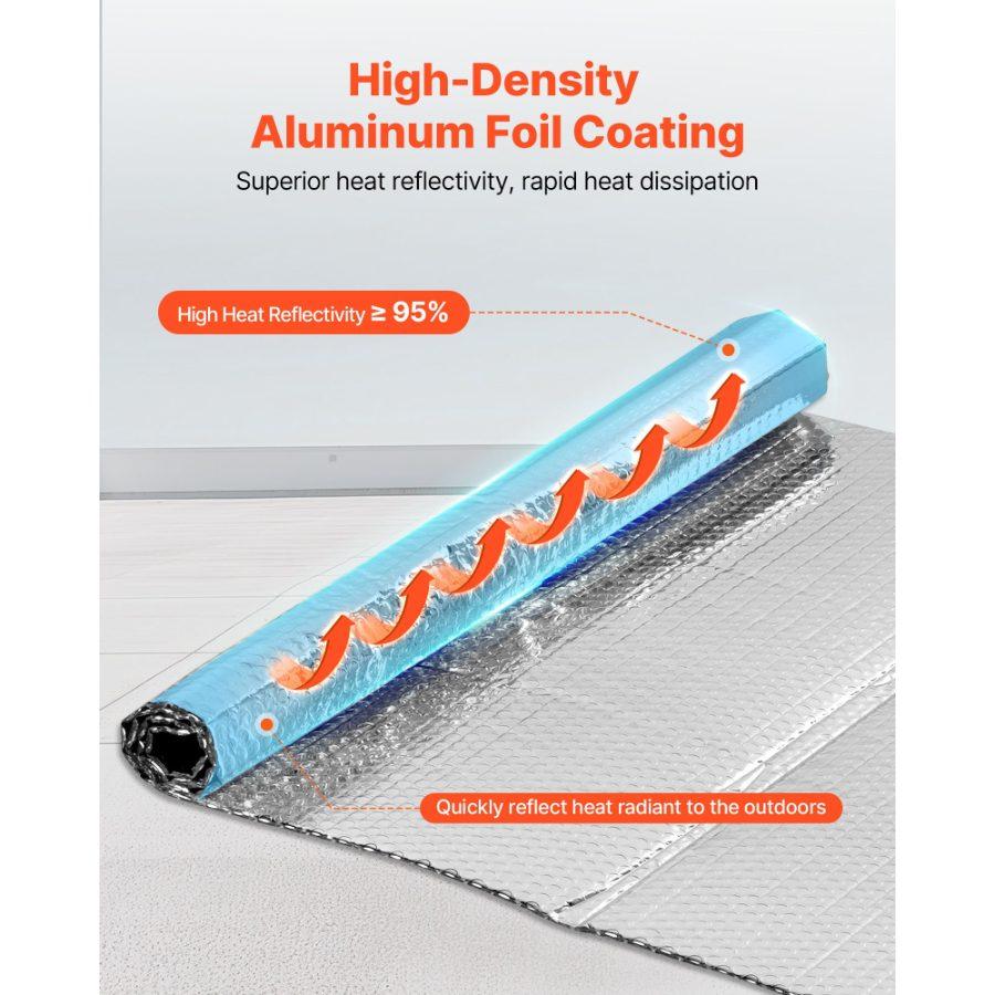 VEVOR Double Reflective Insulation Sheet, 16PCS Double-Sided Aluminum Foil Radiant Barrier, 6mm 24 inx 4 ft, Dual-Layer Air Bubble Heat Reflective Shield, Thermal Insulation Rolls