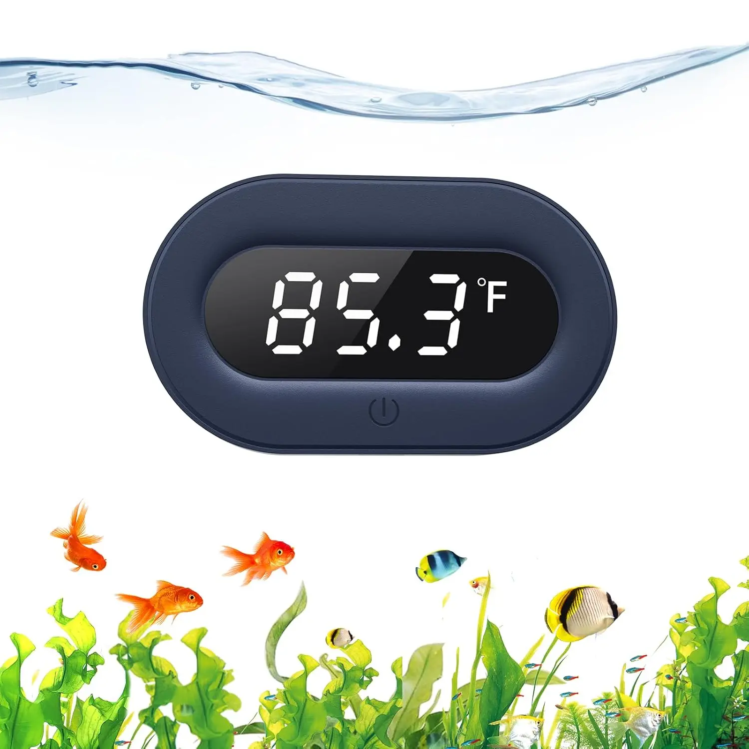 Fish Tank Thermometer, LED Digital Aquarium Thermometer Highly Accurate Temperature Measurement, Tank Thermometer for Freshwater and Saltwater, White Display ±0.9 ℉