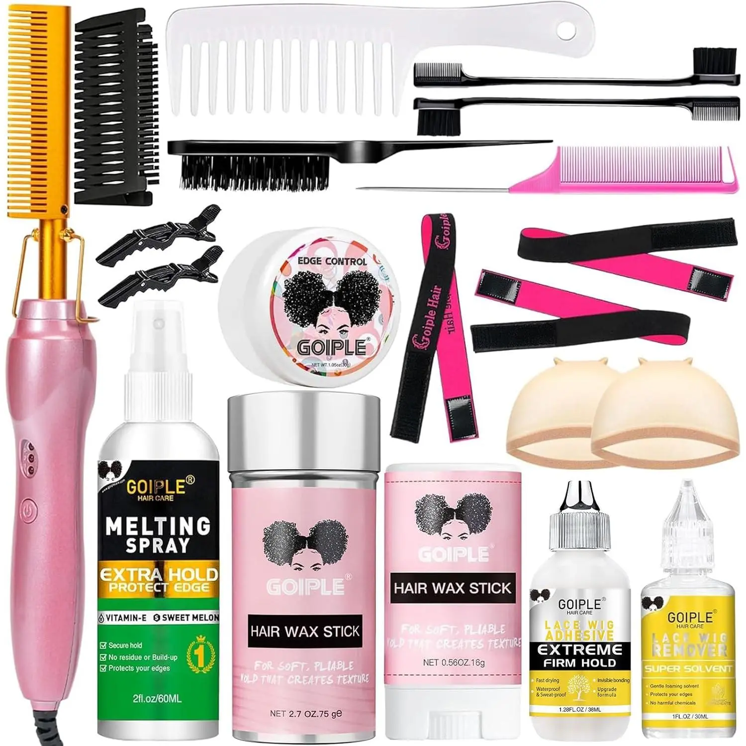 Electric Hot Comb Hair Straightener Heat Pressing Combs Ceramic Curling Flat Iron Curler, Hot Comb Electric for Wigs Electrical Straightening Comb Curling Iron for Natural Hair with Anti-Scald Case