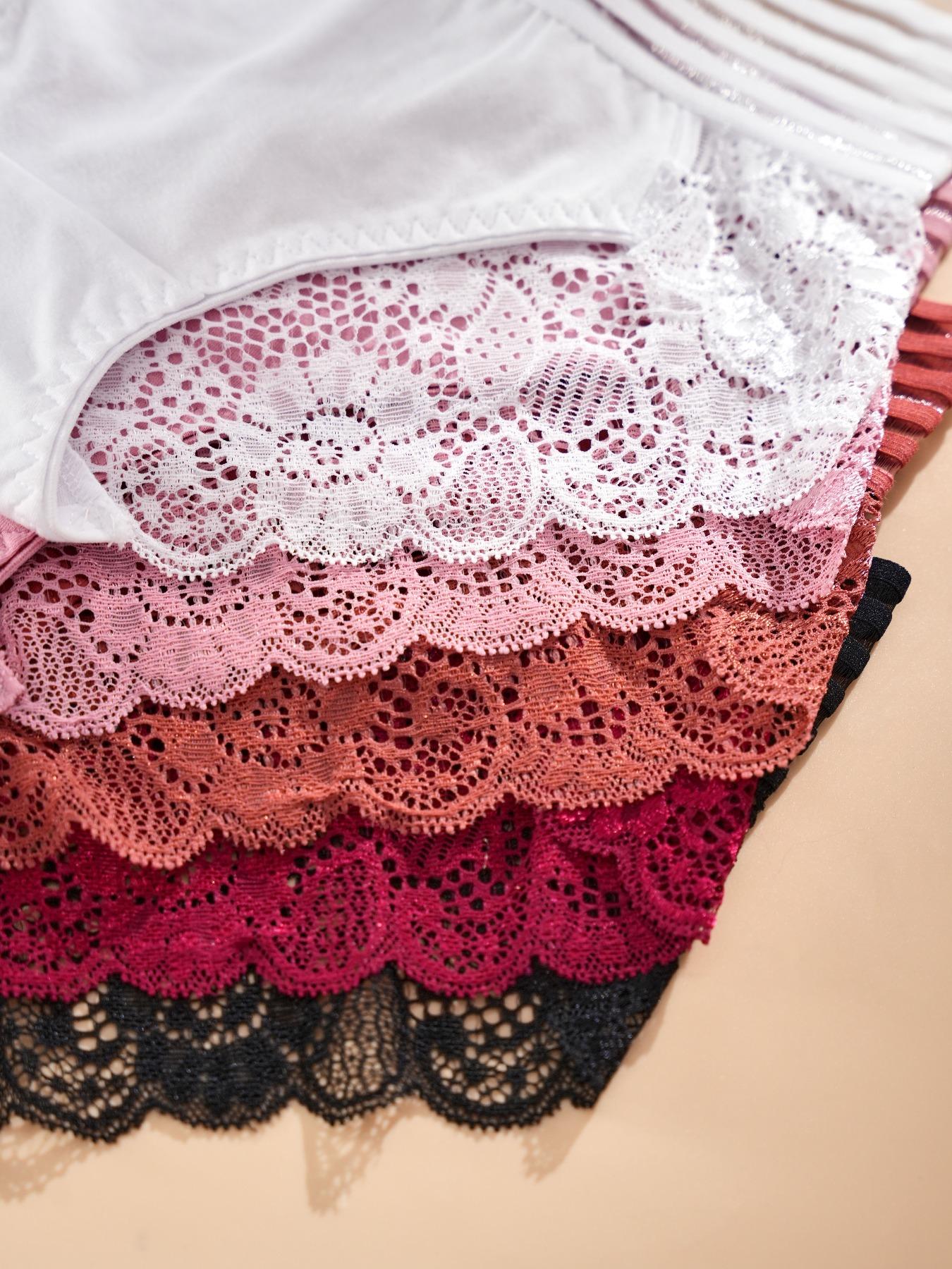 5-Pack Women's Sexy Lace Multicolor Triangle Panties, Underwear, Comfortable, Breathable and Fitted, Perfect for Dating and Travel, Fashion Panties